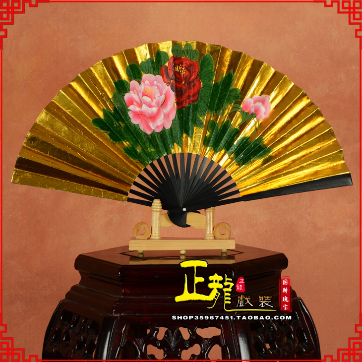 普兰京剧戏曲戏剧贵妃醉酒牡丹折扇儿童扇子7寸8寸9寸 金扇